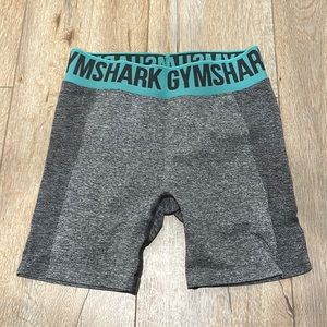 Gymshark Flex Shorts Gray Teal Size S Stretch Mid Rise Logo Elastic Waistband